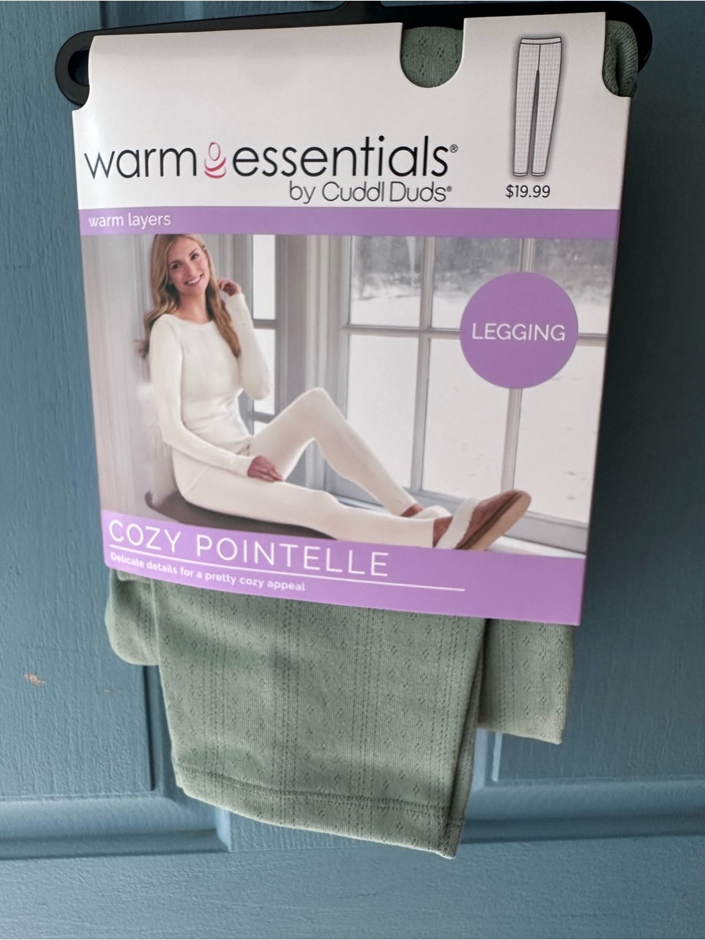 Cuddl Duds Cozy Pointelle Legging in Sage